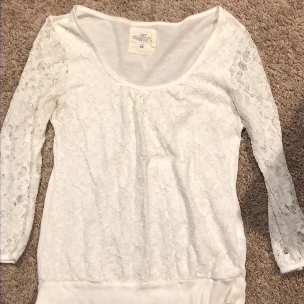 3/4 sleeve white lace shirt